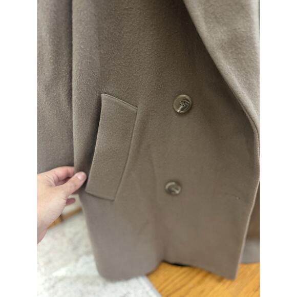 VTG Y2K Jones New York Oversized Wool Trench Coat Women’s L Long Tan 90s 00s - Picture 4 of 6